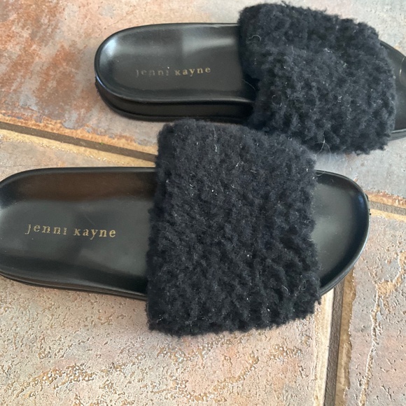 Jenny Kayne Shearling Slides Black size 38 - Picture 2 of 3